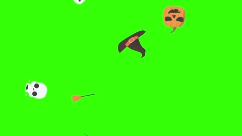 Group of Halloween graphic elements animation green screen Stock Footage 159675668