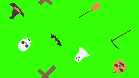 Group of Halloween graphic elements animation green screen Stock Footage 159675678