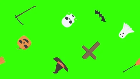 Group of Halloween graphic elements animation green screen Stock Footage 159675681
