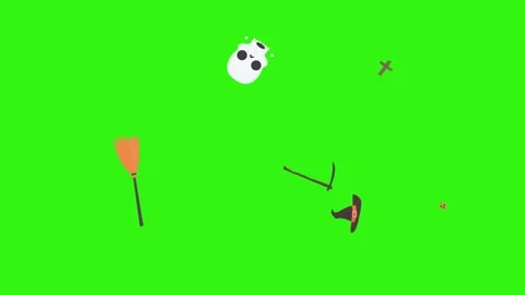 Group of Halloween graphic elements animation green screen Stock Footage 159675682