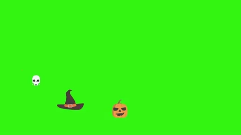 Group of Halloween graphic elements animation green screen Stock Footage 159675685