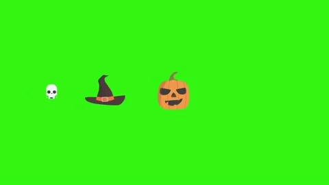 Group of Halloween graphic elements animation green screen Stock Footage 159675686