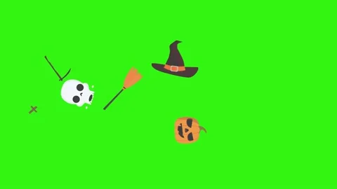 Group of Halloween graphic elements animation green screen Stock Footage 159675687