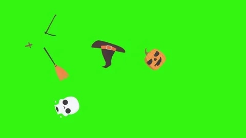 Group of Halloween graphic elements animation green screen Stock Footage 159675688