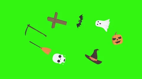 Group of Halloween graphic elements animation green screen Stock Footage 159675692