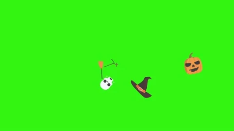 Group of Halloween graphic elements animation green screen Stock Footage 159675694