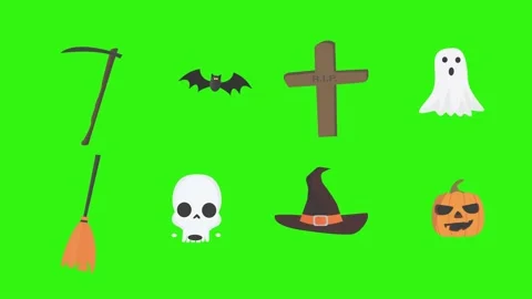 Group of Halloween graphic elements animation green screen Stock Footage 159675697