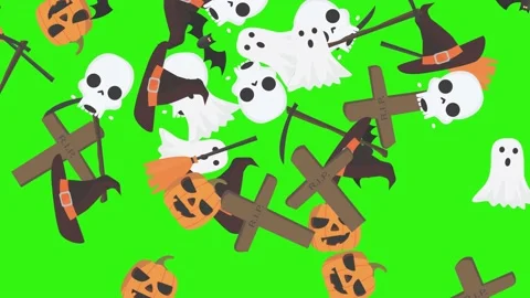 Group of Halloween graphic elements animation green screen Stock Footage 159675699