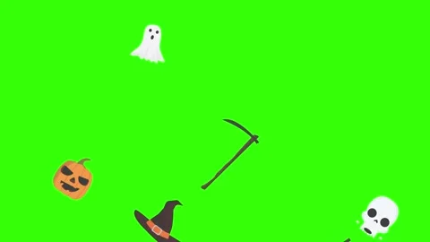Group of Halloween graphic elements animation green screen Stock Footage 159675701