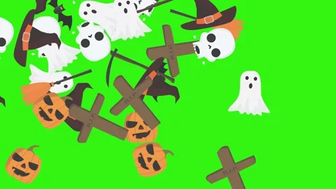 Group of Halloween graphic elements animation green screen Stock Footage 159675704