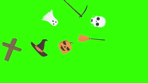 Group of Halloween graphic elements animation green screen Stock Footage 159675715