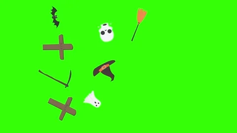 Group of Halloween graphic elements animation green screen Stock Footage 159675716