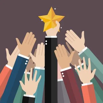 Group of hand reaching for the star Stock Illustration