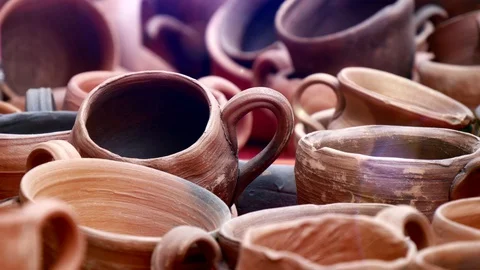 Group Of Handmade Ceramics (2) Stock Footage 127721411