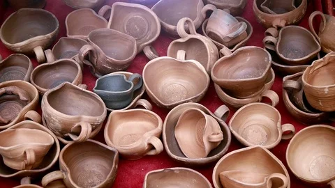 Group Of Handmade Ceramics Stock Footage 127541068