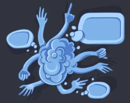 Group of Hands and Speech Bubbles. Battle cartoon comic vector illustration Stock Illustration