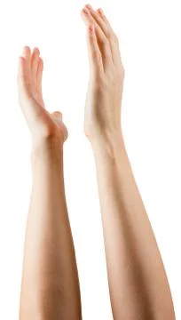 Group of hands applauding on white background Stock Photos