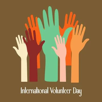 A group of hands are raised in a circle, with some hands being green. Inter.. Stock Illustration