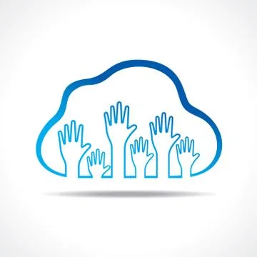 Group of up hands in the cloud stock vector Stock Illustration