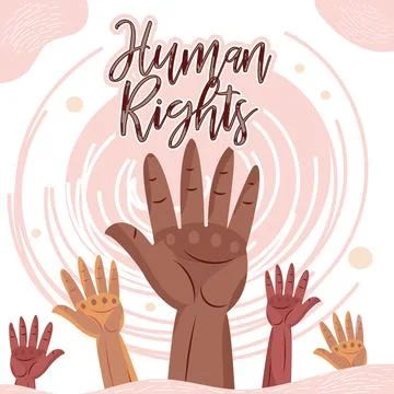 Group of hands protesting for rights Human rights concept Vector Illustrazione stock