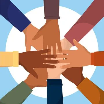 Group of hands stacking together Teamwork concept Vector Illustrazione stock