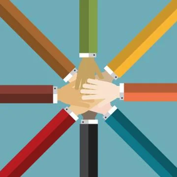 Group of Hands Together Stock Illustration