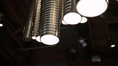 A group of hanging lights with shallow depth of field. Video stock 91627551