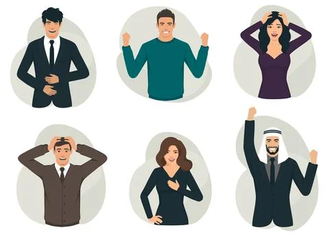 Group of happy cheering people, vector illustration Stock Illustration