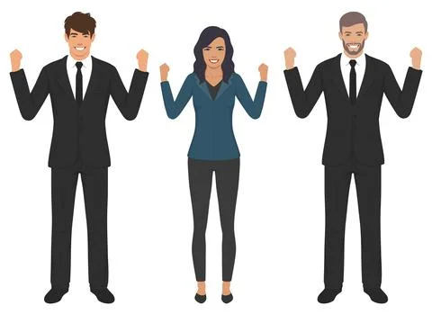 Group of happy cheering people, vector illustration Stock Illustration