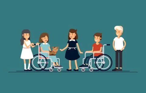 Group of happy children communicate with each other and and playing together Stock Illustration