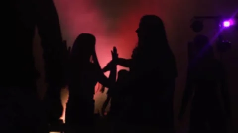 Group of happy friends dancing in night club Stock Footage 182586685