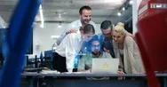 Group Of Happy Young Business People In A Meeting At Office Stock Footage