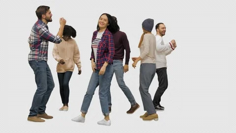 Group of happy young people dancing together, Alpha Channel Stock Footage