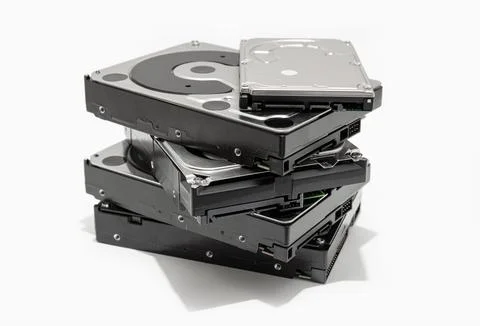 Group of Hard disk drive HDD isolated on white background Stock Photos