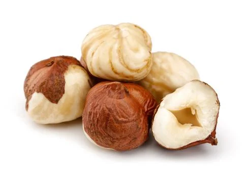 Group of hazelnuts isolated on white Stock Photos