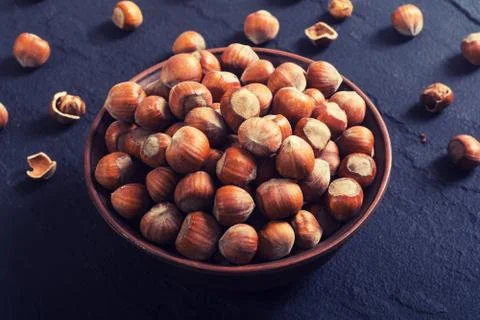 Group of hazelnuts Stock Photos