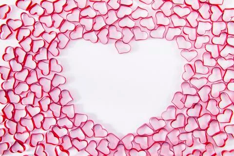 Group of heart shape object on white bacground with copyspace for fill text a Stock-Fotos