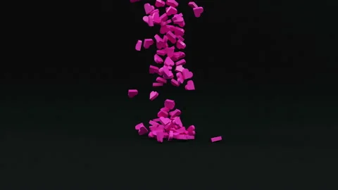 Group of Hearts Falling on black background. Alpha Matte Included Stock Footage 123137579