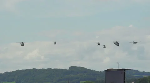 Group helicopter flying Stock Footage 41478674