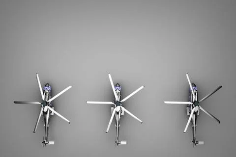 Group of helicopters from above view Stock Illustration