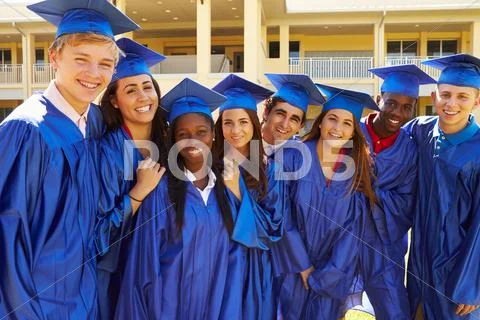 Group Of High School Students Celebrating Graduation Stock Photos
