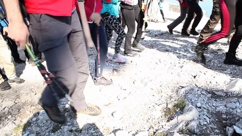 Group of hikers on the beggining of the trail Stock Footage 79794484