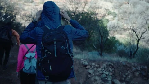 Group of Hikers Exploring Rocky Mountain Trail in Tafraoute, Morocco Feb 27,2025 Stock-Footage 304032655