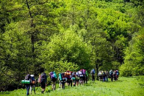 Group of hikers Stock Photos