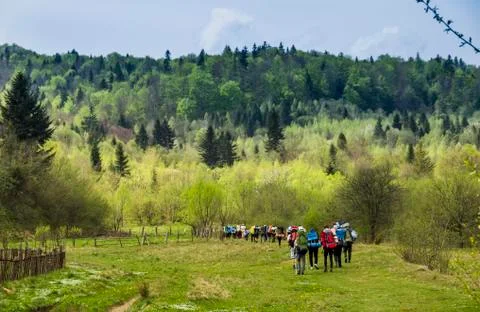 Group of hikers Stock Photos
