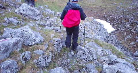 Group of hikers walking on a mountain Video stock 132303866