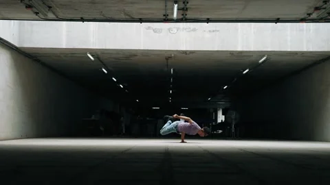 Group of hipster practice break dancer at building. Slow motion. Sprightly. Stock Footage 267468688