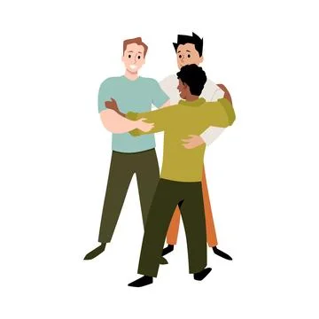Group hug, symbolizing teamwork and friendship. Isolated background Stock Illustration
