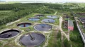 Group of huge circular sedimentation tanks with green environment HD Footage