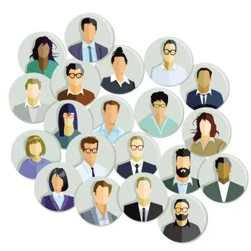 A group of human faces Stock Illustration